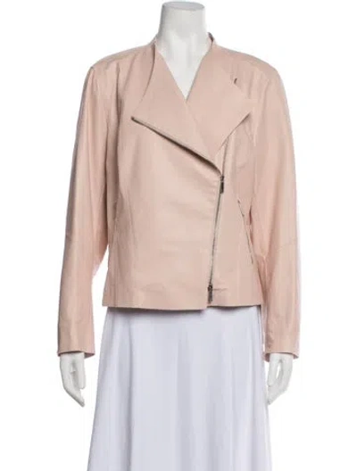 Pre-owned Lafayette 148 Leather Biker Jacket In Pink