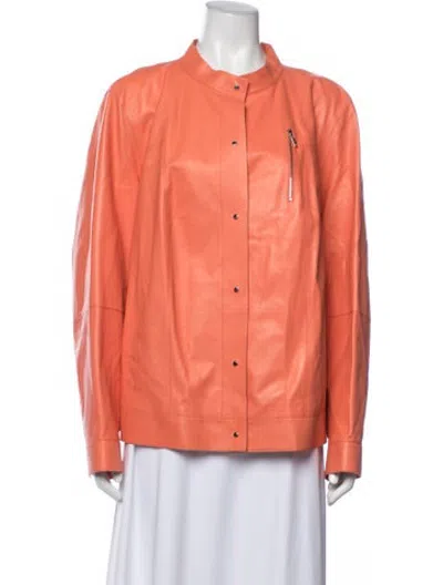 Pre-owned Lafayette 148 Leather Biker Jacket In Pink