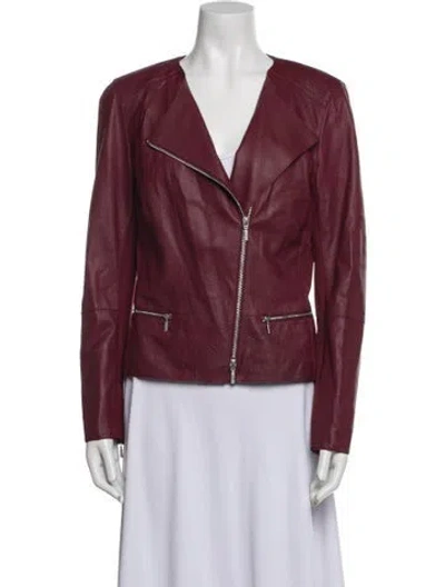 Pre-owned Lafayette 148 Leather Biker Jacket In Red