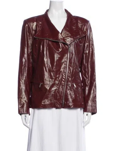 Pre-owned Lafayette 148 Leather Biker Jacket In Red