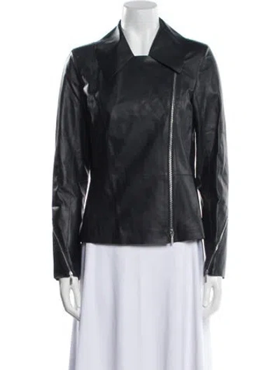 Pre-owned Lafayette 148 Leather Biker Jacket W/ Tags In Black