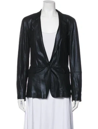 Pre-owned Lafayette 148 Leather Blazer In Black