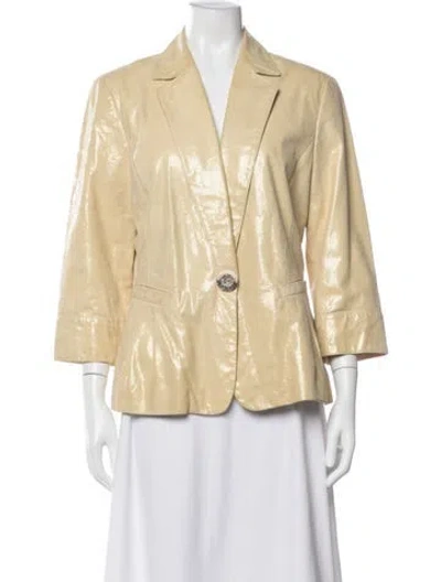 Pre-owned Lafayette 148 Leather Blazer In Clear/neutrals