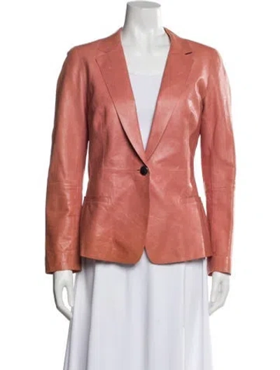 Pre-owned Lafayette 148 Leather Blazer In Pink