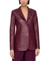 Lafayette 148 Plus Size Nappa Leather Pocket Fitted Blazer In Violet Ash