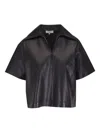 Lafayette 148 Leather Blouse In Black