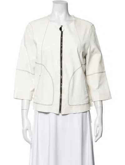 Pre-owned Lafayette 148 Leather Cape In White
