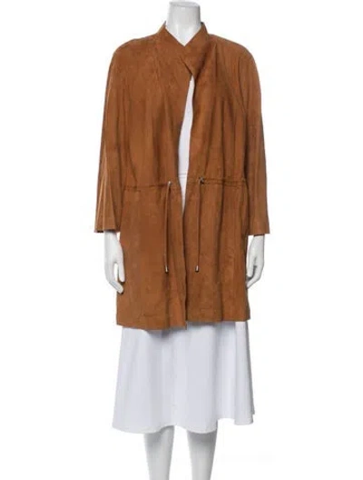 Pre-owned Lafayette 148 Leather Coat In Brown