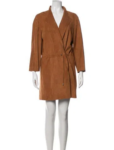 Pre-owned Lafayette 148 Leather Coat In Brown