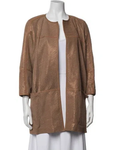 Pre-owned Lafayette 148 Leather Coat In Brown