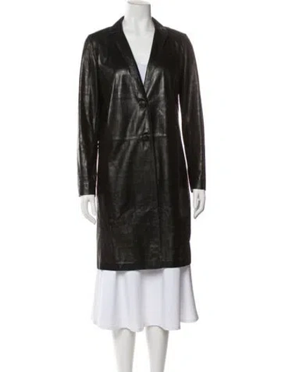 Pre-owned Lafayette 148 Leather Coat In Green