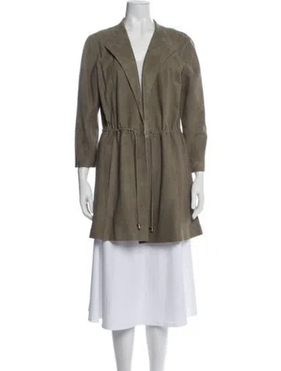 Pre-owned Lafayette 148 Leather Coat In Green