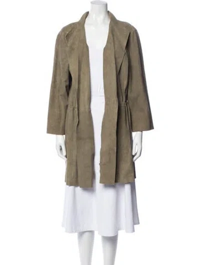 Pre-owned Lafayette 148 Leather Coat In Green