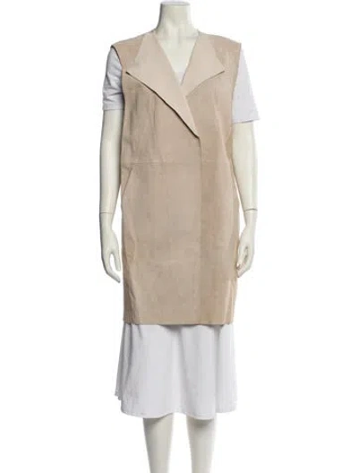 Pre-owned Lafayette 148 Leather Coat In Neutral
