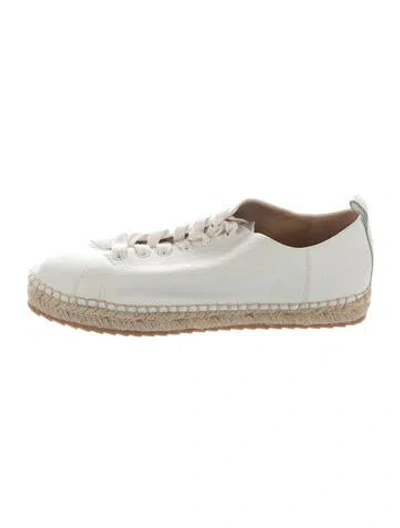 Pre-owned Lafayette 148 Leather Espadrille Sneakers In White