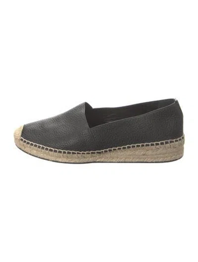 Pre-owned Lafayette 148 Leather Espadrilles In Black