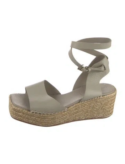 Pre-owned Lafayette 148 Leather Espadrilles In Gray