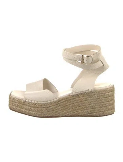 Pre-owned Lafayette 148 Leather Espadrilles In Gray