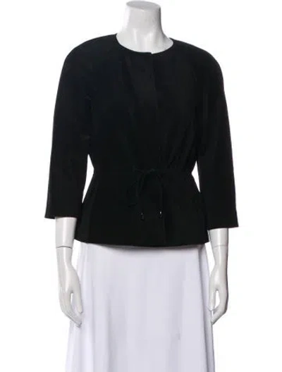 Pre-owned Lafayette 148 Leather Evening Jacket In Black