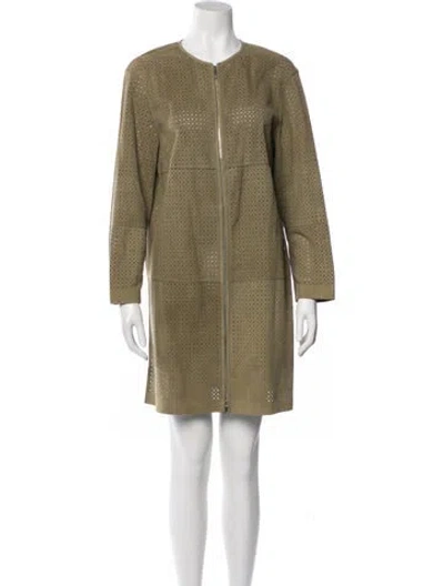 Pre-owned Lafayette 148 Leather Evening Jacket In Green