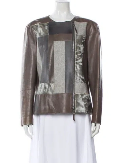Pre-owned Lafayette 148 Leather Evening Jacket In Multi