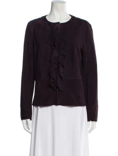 Pre-owned Lafayette 148 Leather Evening Jacket In Purple