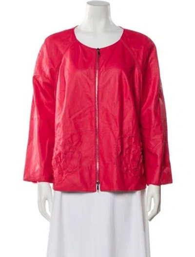 Pre-owned Lafayette 148 Leather Evening Jacket In Red