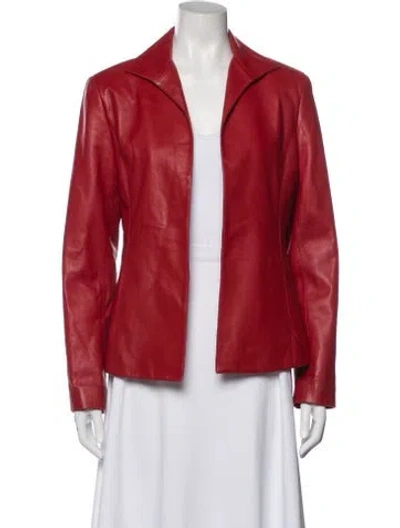 Pre-owned Lafayette 148 Leather Evening Jacket In Red