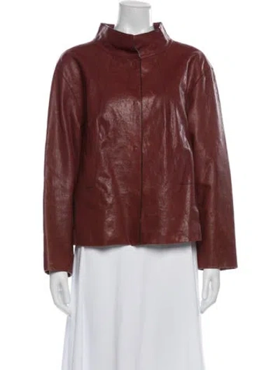 Pre-owned Lafayette 148 Leather Faux Fur Jacket In Red