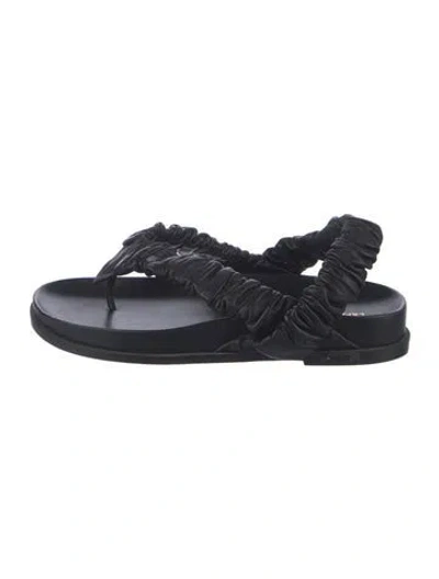 Pre-owned Lafayette 148 Leather Flip Flops In Black