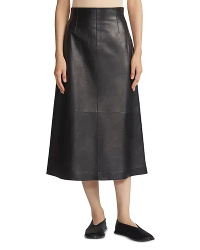 Lafayette 148 Nappa Lambskin Leather High-waisted Skirt In Black
