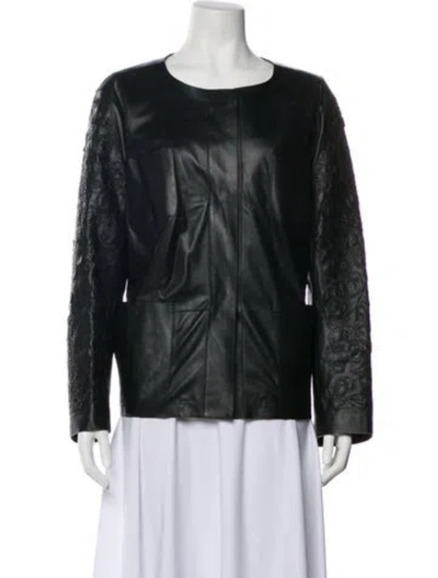 Pre-owned Lafayette 148 Leather Jacket In Black