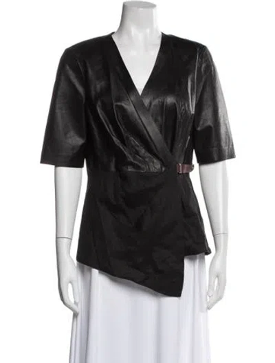Pre-owned Lafayette 148 Leather Jacket In Black