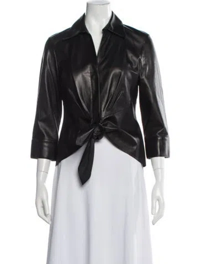 Pre-owned Lafayette 148 Leather Jacket In Black
