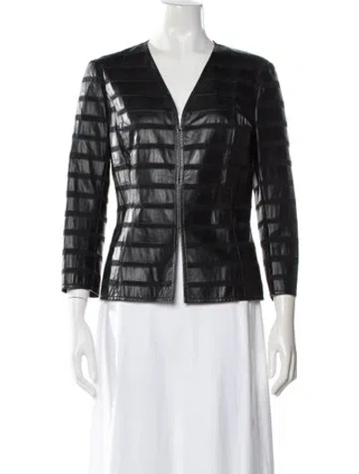 Pre-owned Lafayette 148 Leather Jacket In Black