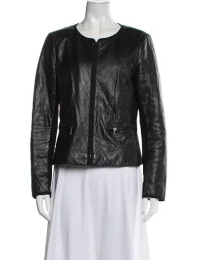 Pre-owned Lafayette 148 Leather Jacket In Black