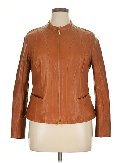 Pre-owned Lafayette 148 Leather Jacket In Brown