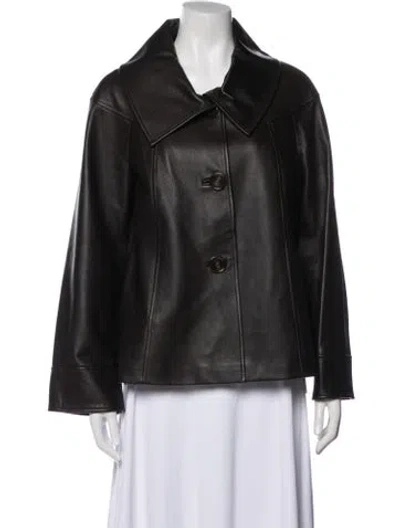 Pre-owned Lafayette 148 Leather Jacket In Brown