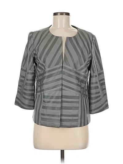 Pre-owned Lafayette 148 Leather Jacket In Gray