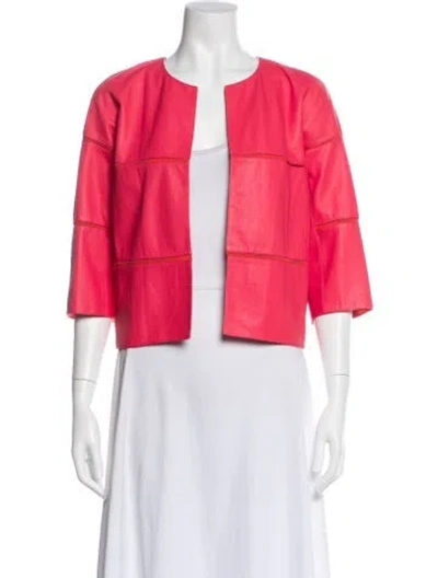 Pre-owned Lafayette 148 Leather Jacket In Pink