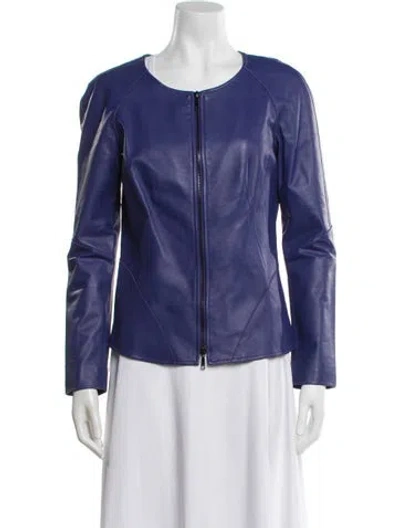 Pre-owned Lafayette 148 Leather Jacket In Purple