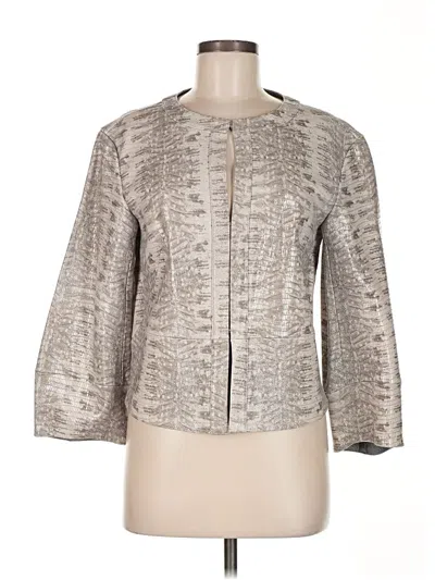 Pre-owned Lafayette 148 Leather Jacket In Silver