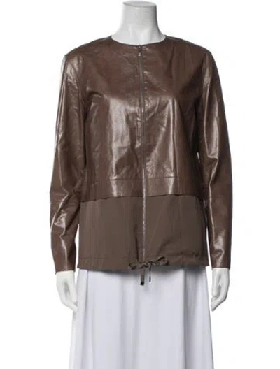 Pre-owned Lafayette 148 Leather Jacket W/ Tags In Brown