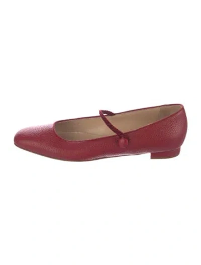 Pre-owned Lafayette 148 Leather Mary Jane Flats In Red