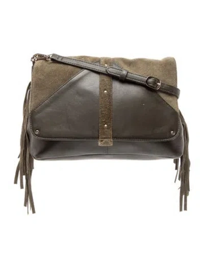 Pre-owned Lafayette 148 Leather Messenger Bag In Green