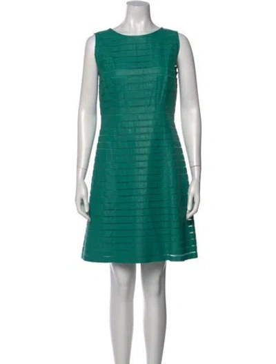 Pre-owned Lafayette 148 Leather Mini Dress In Green