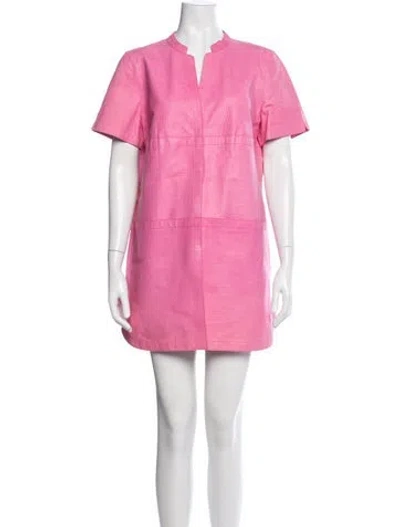 Pre-owned Lafayette 148 Leather Mini Dress In Pink