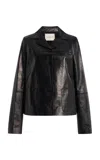 Lafayette 148 Leather Patch-pocket Jacket In Black