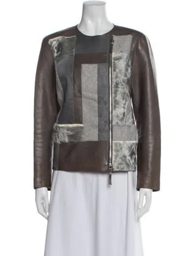 Pre-owned Lafayette 148 Leather Patterned Jacket In Multi
