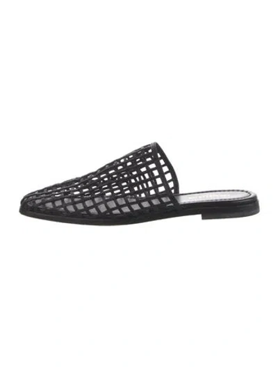 Pre-owned Lafayette 148 Leather Patterned Mules In Black